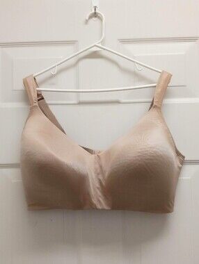 Cacique Lane Bryant Lightly Lined Satin No Wire Bra 44G Beige Tan Full Coverage